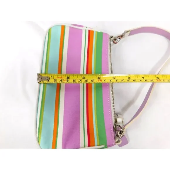Vintage Coach Y2k Hampton Stripe Multi-Color Mini Baguette Shoulder Bag - Picture 10 of 11